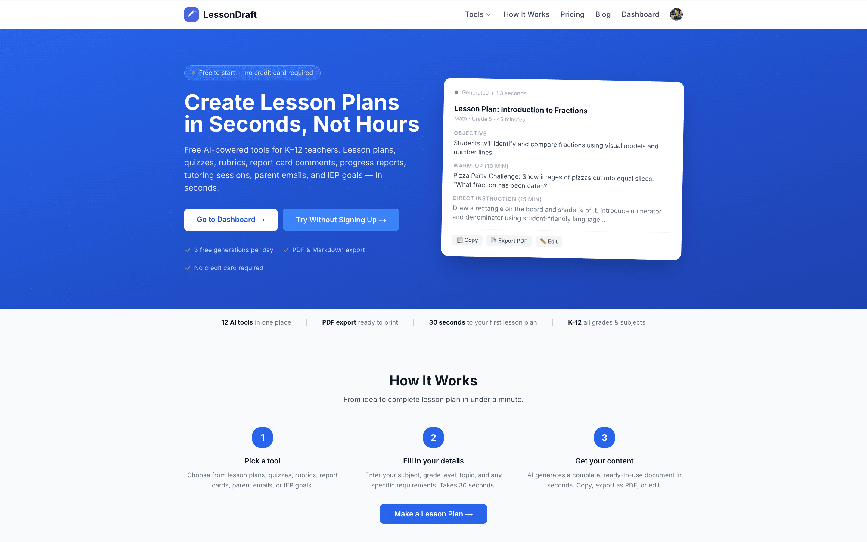 LessonDraft — AI-powered lesson plan generator for teachers